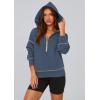 imagePRETTYGARDEN Womens 2025 Fall Hooded Sweatshirts Long Sleeve Half Zip Cropped Hoodies Pullover Winter Fashion ClothesGrey Blue
