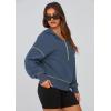 imagePRETTYGARDEN Womens 2025 Fall Hooded Sweatshirts Long Sleeve Half Zip Cropped Hoodies Pullover Winter Fashion ClothesGrey Blue