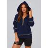 imagePRETTYGARDEN Womens 2025 Fall Hooded Sweatshirts Long Sleeve Half Zip Cropped Hoodies Pullover Winter Fashion ClothesNavy Blue