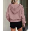 imagePRETTYGARDEN Womens 2025 Fall Hooded Sweatshirts Long Sleeve Half Zip Cropped Hoodies Pullover Winter Fashion ClothesPink