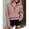 imagePRETTYGARDEN Womens 2025 Fall Hooded Sweatshirts Long Sleeve Half Zip Cropped Hoodies Pullover Winter Fashion ClothesPink