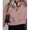 imagePRETTYGARDEN Womens 2025 Fall Hooded Sweatshirts Long Sleeve Half Zip Cropped Hoodies Pullover Winter Fashion ClothesPink