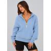 imagePRETTYGARDEN Womens 2025 Fall Hooded Sweatshirts Long Sleeve Half Zip Cropped Hoodies Pullover Winter Fashion ClothesSky Blue