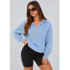 imagePRETTYGARDEN Womens 2025 Fall Hooded Sweatshirts Long Sleeve Half Zip Cropped Hoodies Pullover Winter Fashion ClothesSky Blue
