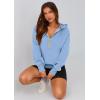 imagePRETTYGARDEN Womens 2025 Fall Hooded Sweatshirts Long Sleeve Half Zip Cropped Hoodies Pullover Winter Fashion ClothesSky Blue
