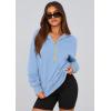 imagePRETTYGARDEN Womens 2025 Fall Hooded Sweatshirts Long Sleeve Half Zip Cropped Hoodies Pullover Winter Fashion ClothesSky Blue