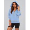 imagePRETTYGARDEN Womens 2025 Fall Hooded Sweatshirts Long Sleeve Half Zip Cropped Hoodies Pullover Winter Fashion ClothesSky Blue