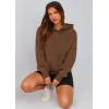 imagePRETTYGARDEN Womens 2025 Fall Hooded Sweatshirts Long Sleeve Half Zip Cropped Hoodies Pullover Winter Fashion ClothesStyle 2brown