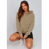 imagePRETTYGARDEN Womens 2025 Fall Hooded Sweatshirts Long Sleeve Half Zip Cropped Hoodies Pullover Winter Fashion ClothesStyle 2khaki