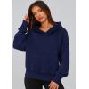 imagePRETTYGARDEN Womens 2025 Fall Hooded Sweatshirts Long Sleeve Half Zip Cropped Hoodies Pullover Winter Fashion ClothesStyle 2navy Blue