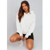imagePRETTYGARDEN Womens 2025 Fall Hooded Sweatshirts Long Sleeve Half Zip Cropped Hoodies Pullover Winter Fashion ClothesStyle 2white