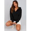 imagePRETTYGARDEN Womens 2025 Fall Hooded Sweatshirts Long Sleeve Half Zip Cropped Hoodies Pullover Winter Fashion ClothesStyle 3black