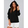imagePRETTYGARDEN Womens 2025 Fall Hooded Sweatshirts Long Sleeve Half Zip Cropped Hoodies Pullover Winter Fashion ClothesStyle 3black