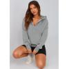 imagePRETTYGARDEN Womens 2025 Fall Hooded Sweatshirts Long Sleeve Half Zip Cropped Hoodies Pullover Winter Fashion ClothesStyle 3grey