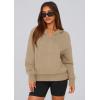 imagePRETTYGARDEN Womens 2025 Fall Hooded Sweatshirts Long Sleeve Half Zip Cropped Hoodies Pullover Winter Fashion ClothesStyle 3khaki