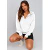 imagePRETTYGARDEN Womens 2025 Fall Hooded Sweatshirts Long Sleeve Half Zip Cropped Hoodies Pullover Winter Fashion ClothesStyle 3white
