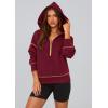 imagePRETTYGARDEN Womens 2025 Fall Hooded Sweatshirts Long Sleeve Half Zip Cropped Hoodies Pullover Winter Fashion ClothesWine Red