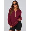 imagePRETTYGARDEN Womens 2025 Fall Hooded Sweatshirts Long Sleeve Half Zip Cropped Hoodies Pullover Winter Fashion ClothesWine Red