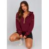 imagePRETTYGARDEN Womens 2025 Fall Hooded Sweatshirts Long Sleeve Half Zip Cropped Hoodies Pullover Winter Fashion ClothesWine Red