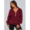 imagePRETTYGARDEN Womens 2025 Fall Hooded Sweatshirts Long Sleeve Half Zip Cropped Hoodies Pullover Winter Fashion ClothesWine Red