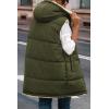 imagePRETTYGARDEN Womens 2025 Fall Reversible Long Vests Sleeveless Fleece Jacket Zip Up Hoodie Pockets Warm Coat Winter ClothingArmy Green