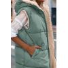 imagePRETTYGARDEN Womens 2025 Fall Reversible Long Vests Sleeveless Fleece Jacket Zip Up Hoodie Pockets Warm Coat Winter ClothingGrey Green