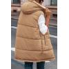 imagePRETTYGARDEN Womens 2025 Fall Reversible Long Vests Sleeveless Fleece Jacket Zip Up Hoodie Pockets Warm Coat Winter ClothingLight Camel