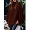 imagePRETTYGARDEN Womens 2025 Fall Turtleneck Oversized Sweaters Long Sleeve Chunky Knit Pullover Tops Winter Fashion ClothesDark Brown