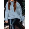 imagePRETTYGARDEN Womens 2025 Fall Turtleneck Oversized Sweaters Long Sleeve Chunky Knit Pullover Tops Winter Fashion ClothesLight Blue