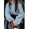 imagePRETTYGARDEN Womens 2025 Fall Turtleneck Oversized Sweaters Long Sleeve Chunky Knit Pullover Tops Winter Fashion ClothesLight Blue