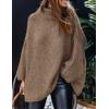 imagePRETTYGARDEN Womens 2025 Fall Turtleneck Oversized Sweaters Long Sleeve Chunky Knit Pullover Tops Winter Fashion ClothesLight Brown