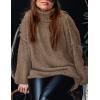 imagePRETTYGARDEN Womens 2025 Fall Turtleneck Oversized Sweaters Long Sleeve Chunky Knit Pullover Tops Winter Fashion ClothesLight Brown