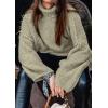 imagePRETTYGARDEN Womens 2025 Fall Turtleneck Oversized Sweaters Long Sleeve Chunky Knit Pullover Tops Winter Fashion ClothesLight Green