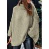 imagePRETTYGARDEN Womens 2025 Fall Turtleneck Oversized Sweaters Long Sleeve Chunky Knit Pullover Tops Winter Fashion ClothesLight Green