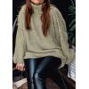 imagePRETTYGARDEN Womens 2025 Fall Turtleneck Oversized Sweaters Long Sleeve Chunky Knit Pullover Tops Winter Fashion ClothesLight Green