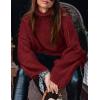 imagePRETTYGARDEN Womens 2025 Fall Turtleneck Oversized Sweaters Long Sleeve Chunky Knit Pullover Tops Winter Fashion ClothesWine Red