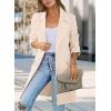 imagePRETTYGARDEN Womens 2025 Spring Fall Long Blazer Jackets Long Sleeve Lapel Pockets Loose Fit Work Casual Blazers OuterwearBeige