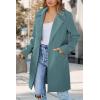 imagePRETTYGARDEN Womens 2025 Spring Fall Long Blazer Jackets Long Sleeve Lapel Pockets Loose Fit Work Casual Blazers OuterwearBlue Green