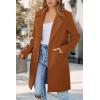 imagePRETTYGARDEN Womens 2025 Spring Fall Long Blazer Jackets Long Sleeve Lapel Pockets Loose Fit Work Casual Blazers OuterwearBrown