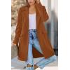 imagePRETTYGARDEN Womens 2025 Spring Fall Long Blazer Jackets Long Sleeve Lapel Pockets Loose Fit Work Casual Blazers OuterwearBrown