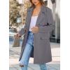 imagePRETTYGARDEN Womens 2025 Spring Fall Long Blazer Jackets Long Sleeve Lapel Pockets Loose Fit Work Casual Blazers OuterwearGrey