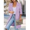 imagePRETTYGARDEN Womens 2025 Spring Fall Long Blazer Jackets Long Sleeve Lapel Pockets Loose Fit Work Casual Blazers OuterwearPurple