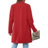 imagePRETTYGARDEN Womens 2025 Spring Fall Long Blazer Jackets Long Sleeve Lapel Pockets Loose Fit Work Casual Blazers OuterwearRed