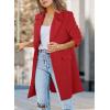 imagePRETTYGARDEN Womens 2025 Spring Fall Long Blazer Jackets Long Sleeve Lapel Pockets Loose Fit Work Casual Blazers OuterwearRed