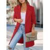 imagePRETTYGARDEN Womens 2025 Spring Fall Long Blazer Jackets Long Sleeve Lapel Pockets Loose Fit Work Casual Blazers OuterwearRed