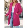 imagePRETTYGARDEN Womens 2025 Spring Fall Long Blazer Jackets Long Sleeve Lapel Pockets Loose Fit Work Casual Blazers OuterwearRose Red