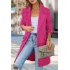 imagePRETTYGARDEN Womens 2025 Spring Fall Long Blazer Jackets Long Sleeve Lapel Pockets Loose Fit Work Casual Blazers OuterwearRose Red
