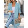 imagePRETTYGARDEN Womens 2025 Spring Fall Long Blazer Jackets Long Sleeve Lapel Pockets Loose Fit Work Casual Blazers OuterwearSky Blue