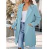 imagePRETTYGARDEN Womens 2025 Spring Fall Long Blazer Jackets Long Sleeve Lapel Pockets Loose Fit Work Casual Blazers OuterwearSky Blue