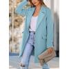 imagePRETTYGARDEN Womens 2025 Spring Fall Long Blazer Jackets Long Sleeve Lapel Pockets Loose Fit Work Casual Blazers OuterwearSky Blue